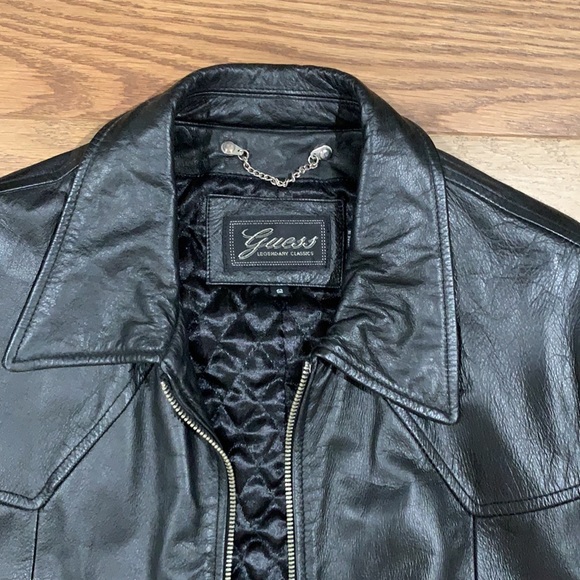 VINTAGE - AUTHENTIC Guess Leather Jacket -Legendary Classics - Picture 2 of 3